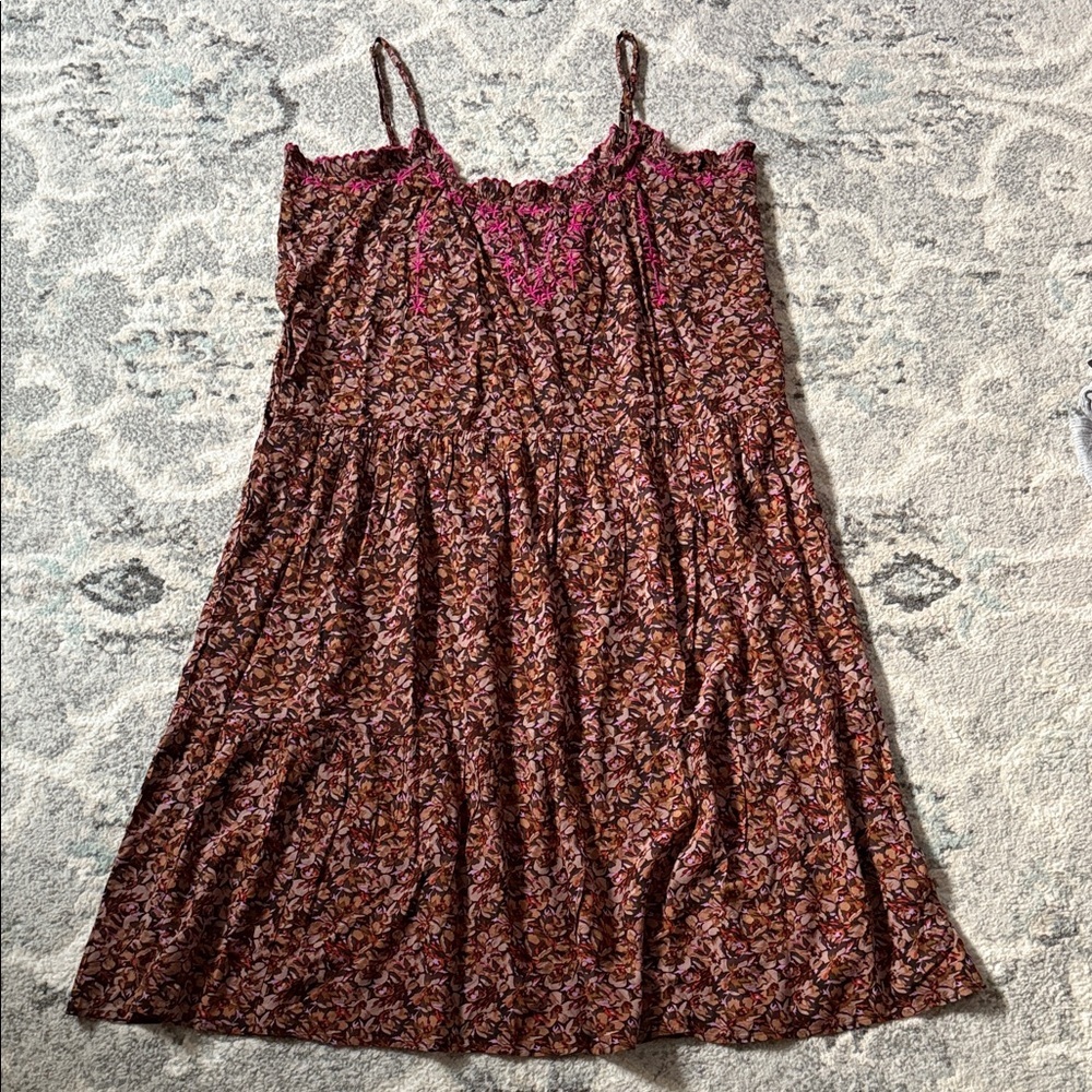 NATURAL LIFE Pink and Brown Floral Midi Dress